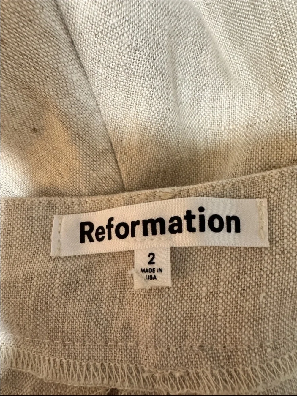 Reformation Mason Linen Pants in Oatmeal Size 2 NWOT